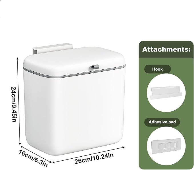 CTIME Compost Bin Kitchen 1.8 Gallon, Hanging Small Trash Can | for Countertop or Under Sink, Indoor Food Waste Bin for Kitchens Bathrooms Living Rooms RVs Bedroom