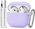 for AirPods 4 Case 2024 with Cleaner Kit & Keychain-Purple | Silicone Protective Cover for Apple AirPods 4th Generation Case,for Women Men,One-Piece Design,Shockproof,Dust Proof