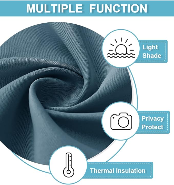 RYB HOME Bathroom Curtains for Small Window, Room Darkening Privacy Assured Curtains Drapes Lights & Draft Blocking for Kitchen Pantry, W 42 x L 45 inches, 2 Panels, Slate Blue