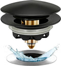 Anlige Bathtub Drain Stopper, Pop Up Tub Stopper and Cover, Bottom with Hair Catcher, Universal for 1.45 to 1.8in Drain, Replaces Old Drain Plug, Matte Black