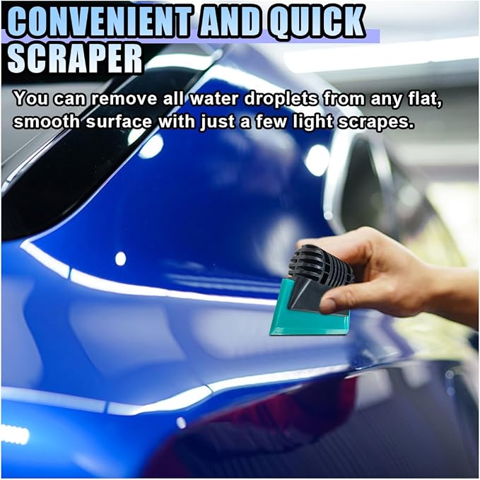 Small Squeegee, PPF Window Tint Squeegee, Rubber Non-Slip Handle Tint Squeegee, Multifunctional Wrap Scraper for Window Cleaning, Shower Glass Door, Car Windshield (Blue)