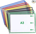 Tarifold Replacement PVC Pivoting Pockets, A3 Landscape, Assorted, 10 Pack | 10 PVC pockets, holds up to 20 sheets, A3 size paper, landscape orientation, snap-on index tabs, top-loading