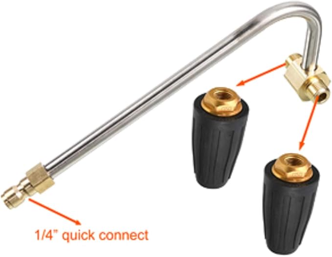 Gutter Cleaner Attachment for Pressure Washer, 3600 PSI | with 2 Rotary Turbo Nozzle, 1/4 Inch Quick Disconnect