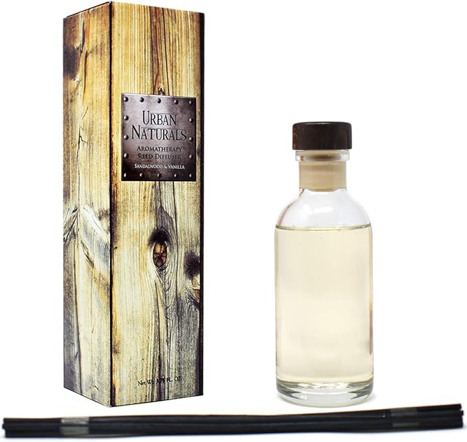 Reed Diffuser Set, Sandalwood & Vanilla - Bathroom Décor | Tahitian Vanilla intermeshes & Desert Sandalwood Mingle to Create a Southern Bourbon Scent, Great Gift Idea