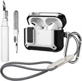 [4 in 1] Lock Case Compatible with AirPods Pro 3 with Keychain | Military Grade Armor Shockproof Rugged Shell Protective Cover for Women Men with Lanyard and Cleaning Pen Kit