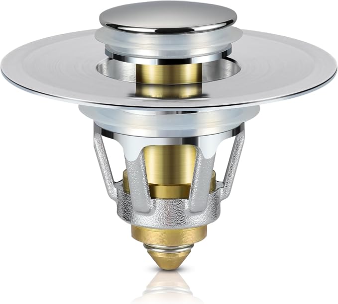 Tgosomt Bathroom Sink Stopper, Bathroom Sink Drain Strainer, Revolutionary Bathroom Accessories and Essentials (Brushed Nickel)