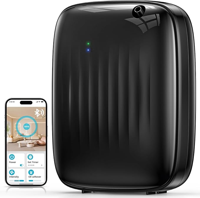 Ziweo Waterless Essential Oil Diffuser, 3000sq.ft - App & Panel Control | Cold Air Diffuser for Home Office Hotel, Whole-Home Scent, One-Click Preset Panel Control, Easy to Operate, Wall Amount