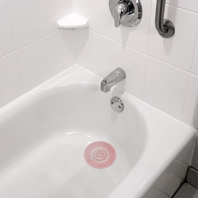 Gotega 5 Pack Sink Drain Strainer, Hair Catcher for Bathroom Tub Shower | Shower drain covers protector, flexible TPR material, multiple colors, hair trap garbage disposal parts, easy to clean