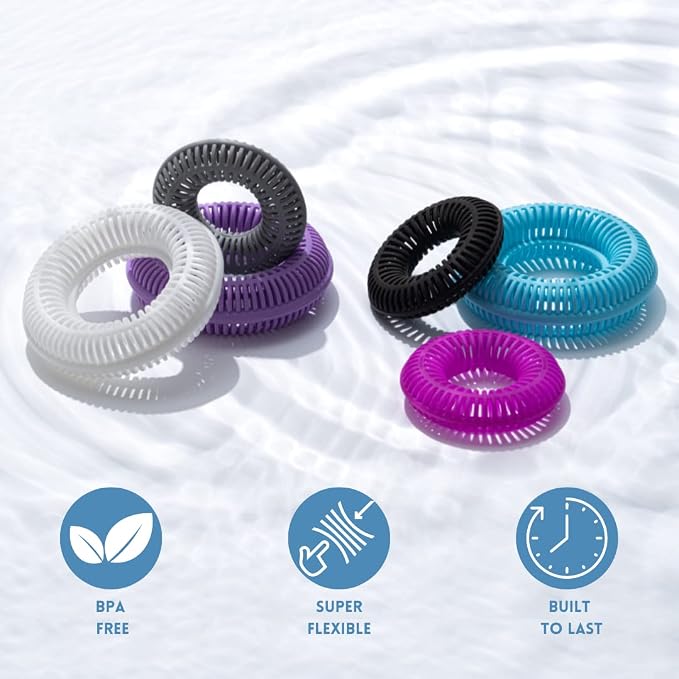 SinkRing Bathroom Sink Drain Protector & Strainer for Sink Stoppers, Violet | Easy snap-in design. Precision clog-free trap prevents loss of earrings, jewelry or contacts. Fits 1.37" - 1.57" stoppers.
