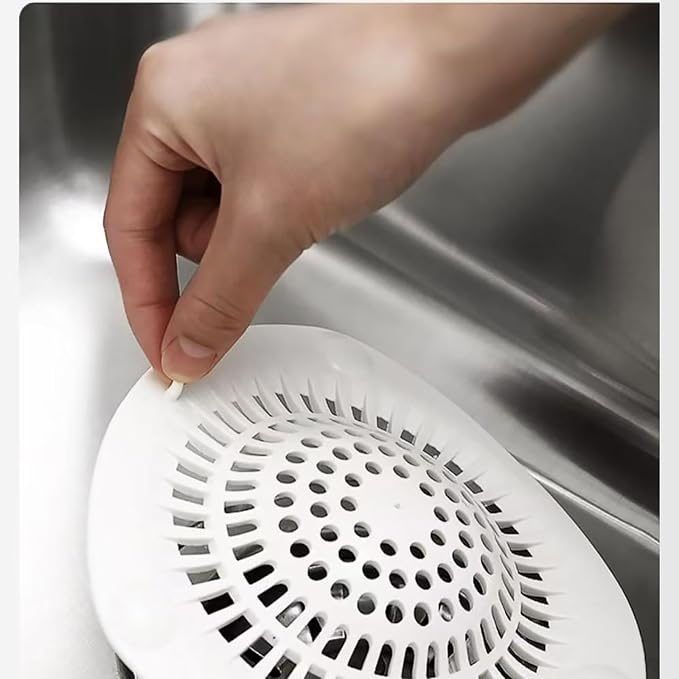 2 Pack White Drain Stopper Hair Catcher, Sink Strainer - Anti-Clog Drain Filter for Bathroom, Kitchen, Bathtub, Laundry Room, Non-Slip & Easy to Clean, Universal Fit