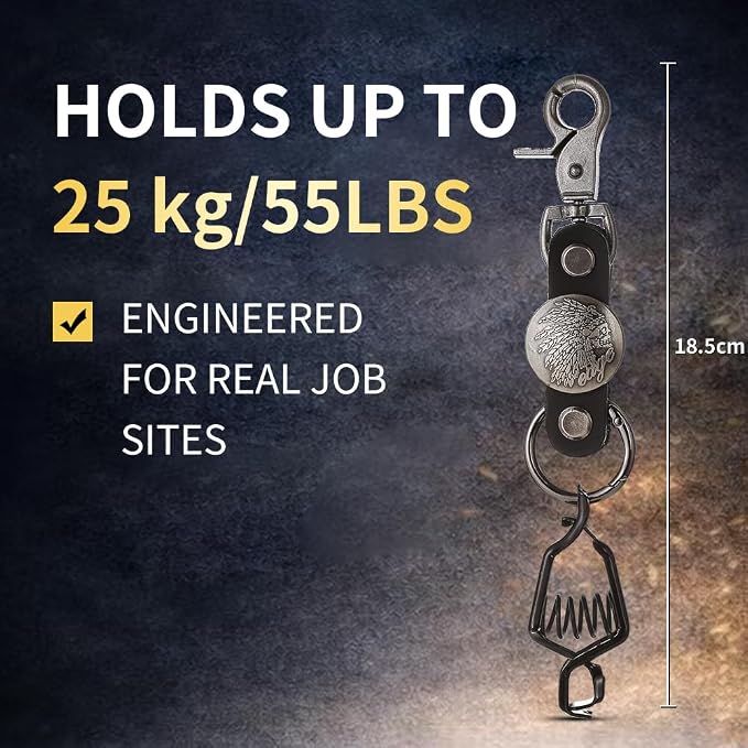 Heavy Duty Glove & Hat Clip with Carabiner, All-Metal Spring Clamp Work Glove Holder for Tool Belt, Harness, Backpack