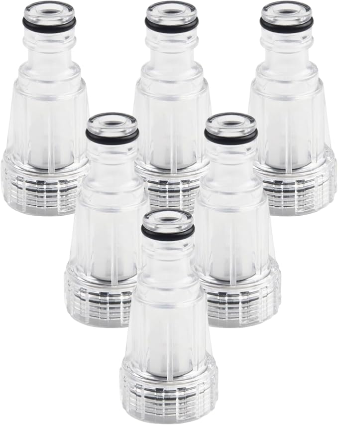 Obida Pressure Washer Transparent Plastic Water Inlet Filter Power Washer Parts Replacement for Tool Garden Hose Adapter Pressure Washer Inlet Filter(6 Pcs)