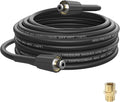 PVC Pressure Washer Hose 25 FT x 1/4", Kink Resistant Power Washer Hose, High Pressure Water Hose Extension Replacement for Home Use with M22-14mm Brass Fittings, 3300 PSI, Black