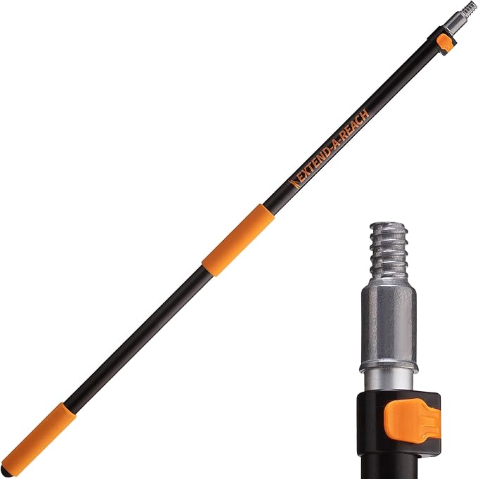 5-8 ft Long Telescopic Extension Pole, Multi-Purpose | Extendable Pole with Universal Twist-on Metal Tip, Lightweight and Sturdy // Best for Painting, Dusting and Window Cleaning