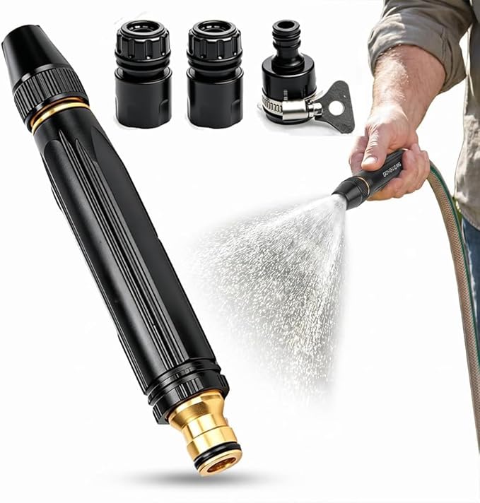 2026 New Jet Nozzle Power Washer for Garden Hose, Garden Hose Nozzle High Pressure Powerful Cleaning Spray Evenly, High Pressure Hose Nozzle for Car Washing (Black suit)