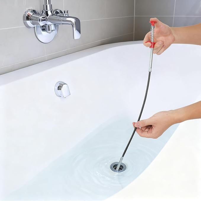 Drain Hair Remover Tool, 76-Inch Flexible Drain Snake with 4-Claw Grabber - Long Reach Clog Remover for Shower, Bathtub & Sink