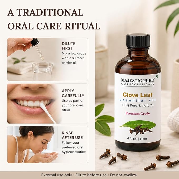 Majestic Pure Clove Essential Oil for Diffuser - 4 Fl Oz | 100% Pure & Natural Essentials Oils for aromatherapy, massage blends and DIY home fragrance projects and room sprays