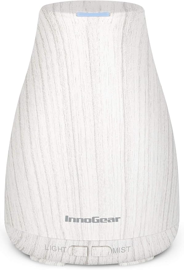 InnoGear Essential Oil Diffuser Ultrasonic Diffusers for Home, White Grey | Cool Mist Humidifier, Aromatherapy, Large Room, Run up to 8hrs, Waterless Auto Off, 7 Lights, Living Room, Quiet Operation