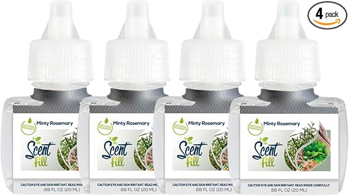 Scent Fill Minty Rosemary Plug in Air Freshener, 4 Scented Oil Refills