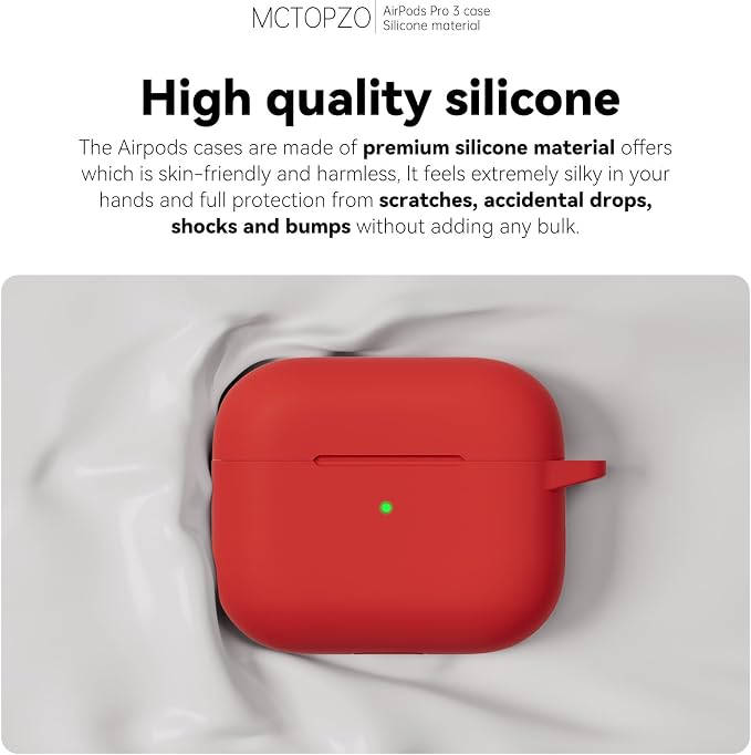 for AirPods Pro 3 Case 2025,Come with Cleaner Kit,Red | Silicone Protective Cover for Airpod Pro 3rd Generation Case with Keychain,for Women Men,One-Piece Design,Shockproof