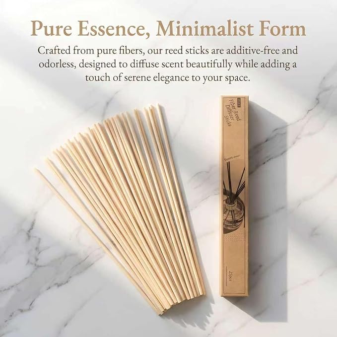 VFULIE 25PCS Reed Diffuser Sticks, 10 Inch Natural Rattan Wood Sticks Essential Oil Aroma Diffuser Sticks Refill Replacement for Aroma Fragrance