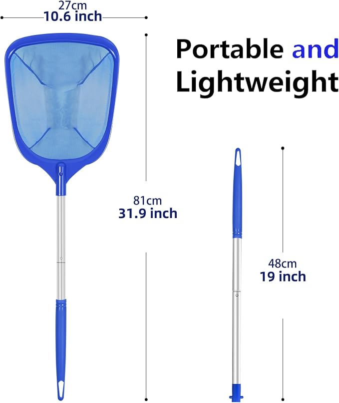 Hot Tub Skimmer Net with Ultra Fine Mesh, Handheld Spa Pool Net for Fine Debris & Leaves, Lightweight Safe-Edge Cleaner for Hot Tubs, Small Pools & Spas