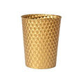 Venalys Small Metal Trash Can Wastebasket, Decorative Honeycomb Garbage Can Waste Basket, Modern Farmhouse Round Trash Bin for Bathroom, Bedroom, Kitchen and Office (Gold)