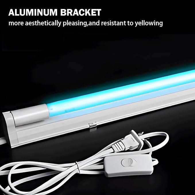 Coospider 6W 2 Pack UV Light Ozone Free,253.7nm Sanitizer Lamp with Cord and Plug, UVC Lamp for Shoes/Closet/Cabinet/Bathroom 110V CTUV-6