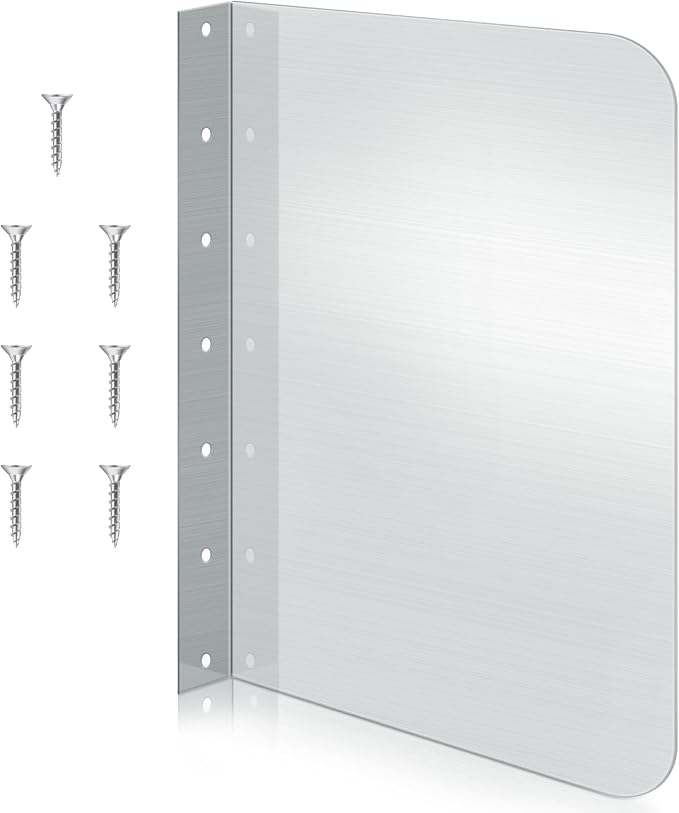 Amylove 15 x 20 Inch Stainless Steel Splash Guard Stainless Steel Wall Mount Guard with Screws Screws for Bathroom Sink Side Sink Splash Prep Sinks Protector for Commercial Kitchen Restaurant