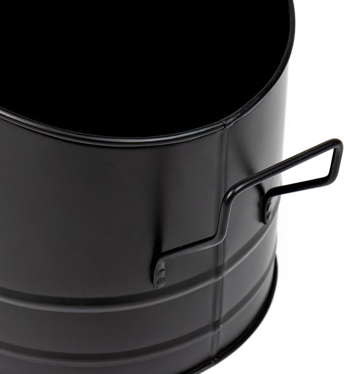 Mind Reader Fireplace Ash Bucket, 6L (1.5 gal) Capacity, Wood Stove, Fireplace Accessories, Metal, 9"L x 9"W x 10.5"H, Black