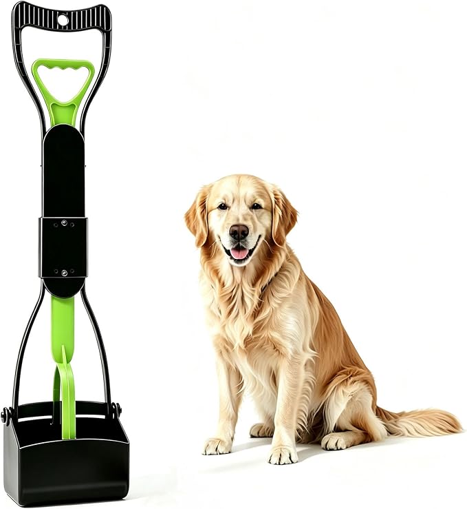 23.6" Pooper Scooper, Portable Dog Poop Pick Up Tool for Large Medium Dogs, Heavy Duty Pet Waste Cleaner for Yard, Lawns, Grass and Outdoor Green