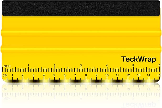 TECKWRAP Felt Squeegee Scraper Tool for Vinyl, Yellow, 6"x2.9" | For Vinyl, Decals, Inkjet Sticker Paper, and Wallpaper, Scratch-Free Application