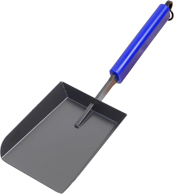 15in Fireplace Ash Shovel Wider Head Manganese Steel | Gardening Shovel for Yard with Rubber Handle and Hanging Ring for Outdoor Fire Pit Indoor Fireplace Solo Stove Woodstove