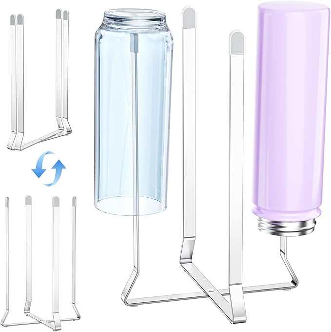 Water Bottle Drying Rack, Collapsible Bottle Rack Dryer, Stainless Steel Baby Bottle Drying Rack for Cup, Water Bottle Dryer Rack, Reusable Bag Drying Stand for Glass Bottles, Sport Bottles