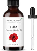 Majestic Pure Essential Oil with Glass Dropper - 100% Pure and Natural - Essential Oils for Diffuser, Aromatherapy, Soap and Candle Making, Rose Essential Oil, Rose Oil, 1 Fl Oz