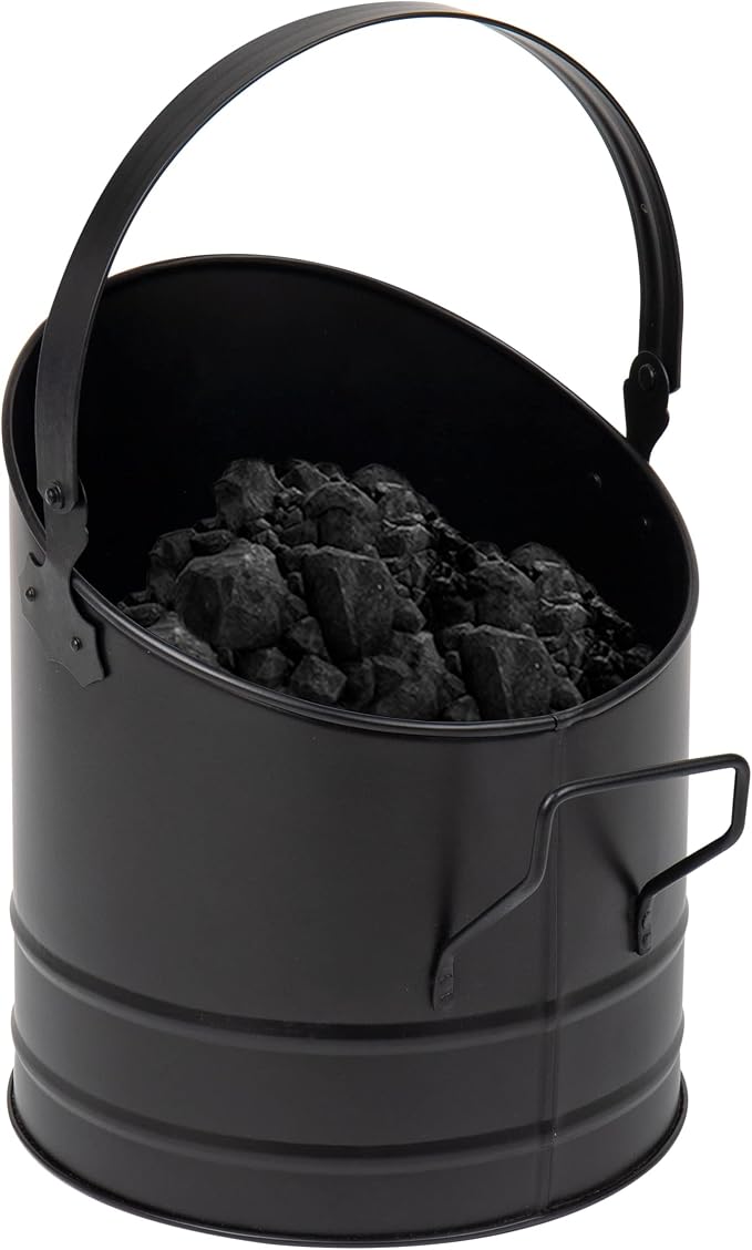 Mind Reader Fireplace Ash Bucket, 6L (1.5 gal) Capacity, Wood Stove, Fireplace Accessories, Metal, 9"L x 9"W x 10.5"H, Black