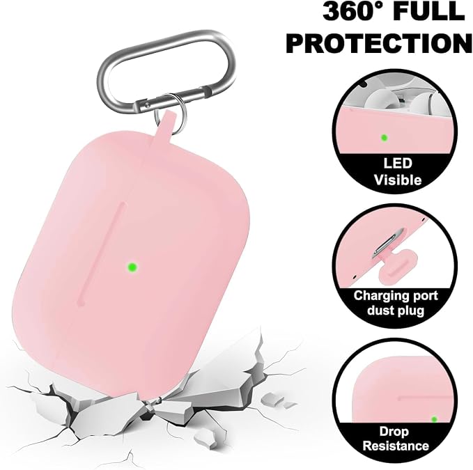 Full-Coverage dustproof Design for AirPods Pro 3 Case Cover with Cleaner Kit, Soft Silicone Cover for AirPods Pro 3rd Generation Comes with Keychain,Suitable for 3rd Generation,Pink