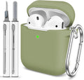 for AirPods Case Cover, Come with Clean Pen，Soft Silicone Protective Cover for Women Men Compatible with Apple AirPods 2nd 1st Generation Charging Case, Front LED Visible,Army Green