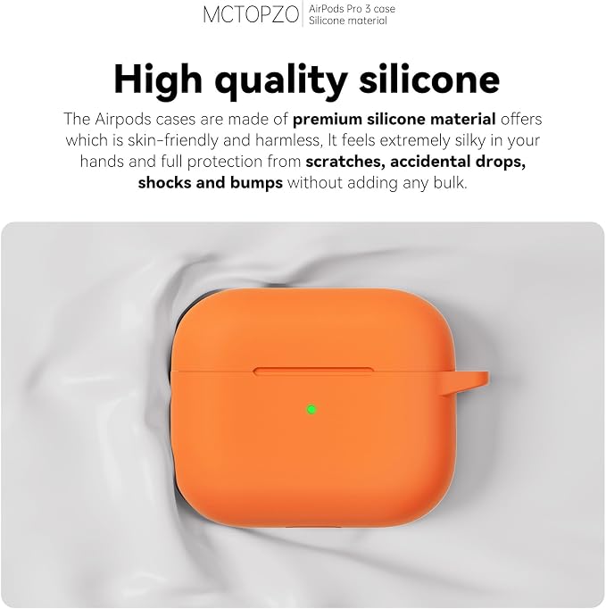 for AirPods Pro 3 Case 2025,Come with Cleaner Kit,Orange | Silicone Protective Cover for Airpod Pro 3rd Generation Case with Keychain,for Women Men,One-Piece Design,Shockproof