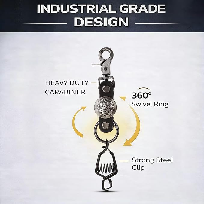 Heavy Duty Glove & Hat Clip with Carabiner, All-Metal Spring Clamp Work Glove Holder for Tool Belt, Harness, Backpack