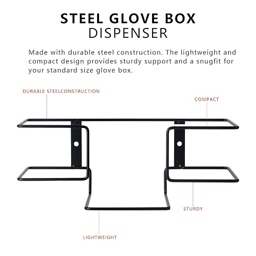 Metal Glove Holder for Wall Mount(2 PACK),Glove Box Holder Wall Mount for laboratory,Healthcare, Hospital, Restaurants,Black Medical Glove Holder with Mounting Accessories Included