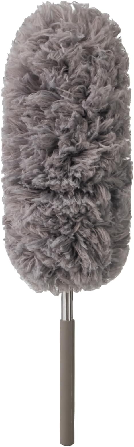 Microfiber Feather Duster Extendable Duster with 14"-33" Extra Stainless Steel Pole, Bendable Head & Long Handle Dusters for Cleaning Ceiling Fan,Ceiling, Blinds, Furniture & Cars Gray