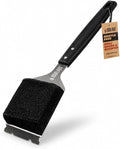 Bristle Free Grill Brush Cleaner and Scraper for Barbecue, Replaceable Head | Safe Bristle-Free Stainless Steel Scrub Pad with Heavy-Duty Scraper & Long Black Handle, Safe on Any Grill Grate