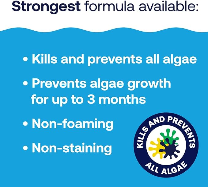 HTH 67244 Swimming Pool Care Algae Guard Ultra - Long Lasting Formula, Eliminates & Prevents Green, Black, and Mustard Algae, Fast Acting & Effective Swimming Pool Chemical, 32oz