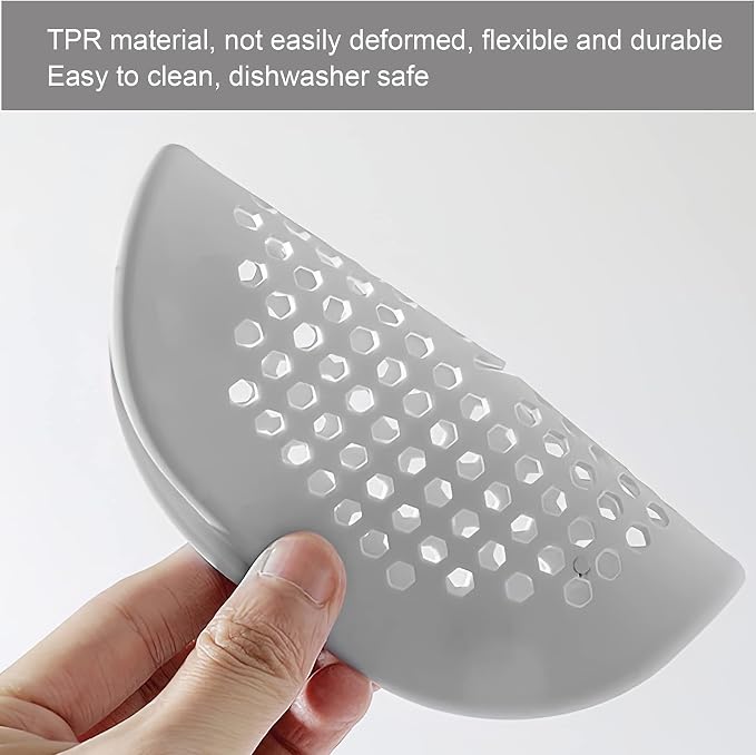2 Pieces Shower Drain Hair Catcher Bathtub Stopper Home Drain Protectors Drain Cover with Sucker Water Trap Sink Cover for Bathroom Bathtub and Kitchen (Grey,Grey)