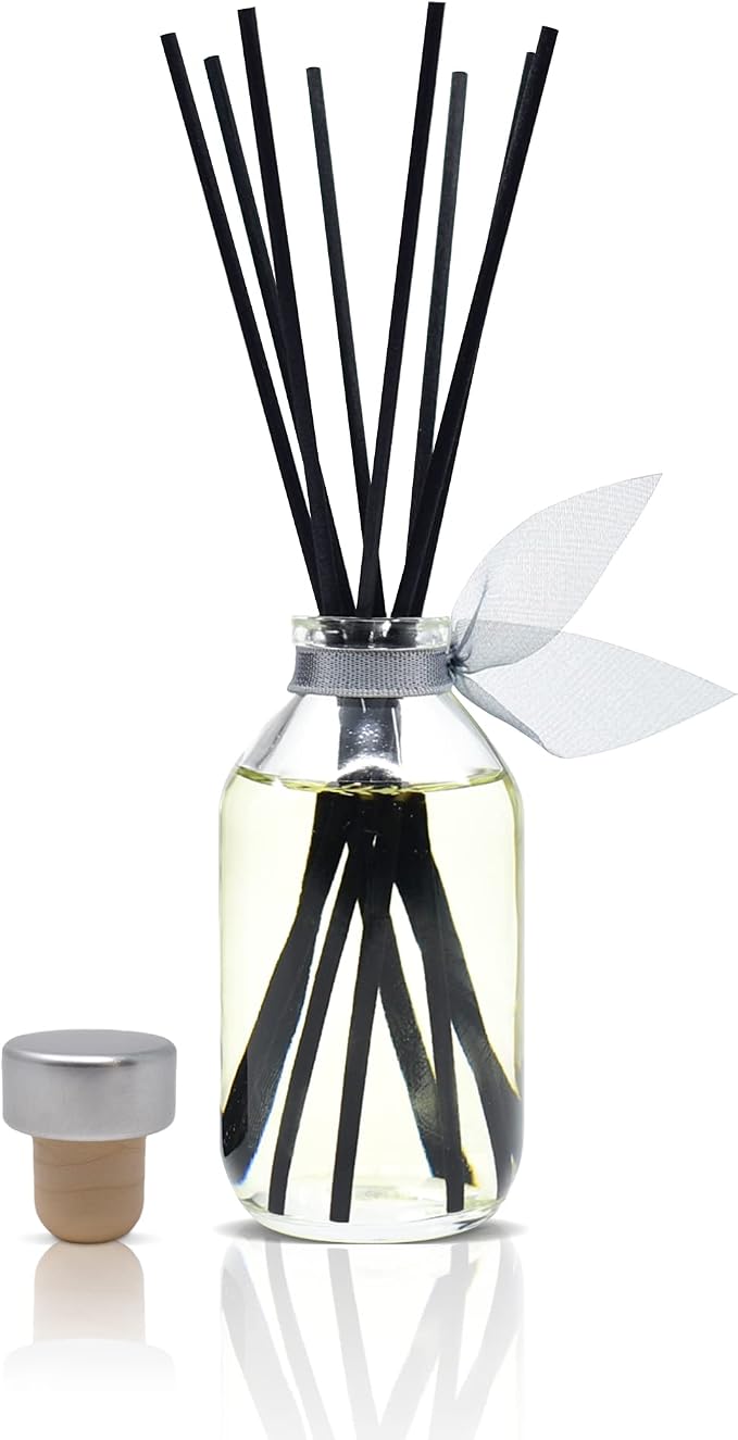 Reed Diffuser Set - Euphoria Luxe Linen Scented Diffuser with Sticks | Home Fragrance Reed Diffuser for Bedroom, Bathroom Shelf Décor, Beautiful Sparkly Gems in the Bottle - Made in the USA