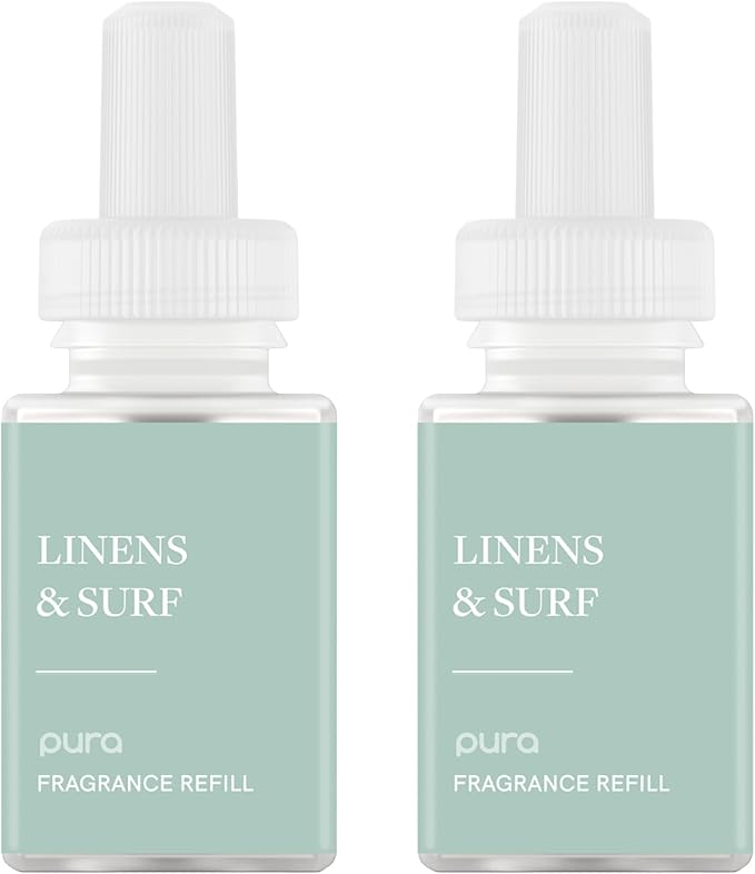 Pura Smart Home Scent Refill - Long-Lasting Premium Fragrance per Refill - Clean Diffuser Fragrance for Home, Office & Apartment - 2 Pack, Linens & Surf