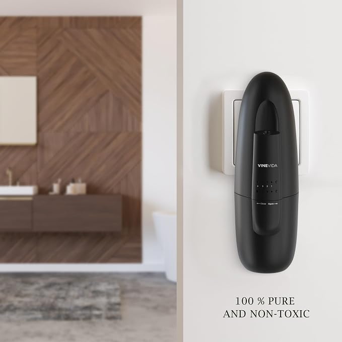 VINEVIDA Studio Plug in Waterless Diffuser and 3 Hotel Fragrance Oils - Essential Oil Diffuser for Home - Room Fragrance Air Diffuser [Black Scent Machine]