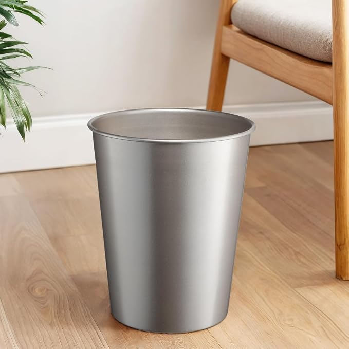 Monarch Abode Metal Bathroom Trash Can – Waste Basket for Bedroom, Office Desk, & Dorm, Handcrafted, Durable Decorative Pewter Small Trash Can Bathroom Garbage Bin Wastebasket