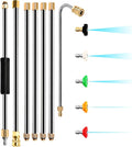 Pressure Washer Extension Wand 120", Gutter Cleaner Attachment | 10 Pc Power Washer Lance with 6 Atomization Nozzle Tips,1 Gutter Cleaner Attachment Curved Rod, 1/4" Quick Connect, 4000 PSI